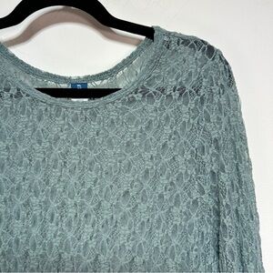 Old Navy Sage Green Lace Long Sleeve Crew Neck Top NWT Size XL